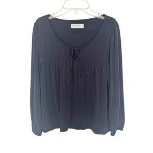 Lucky Brand Black Long Sleeve Peasant Top Womens Size Small